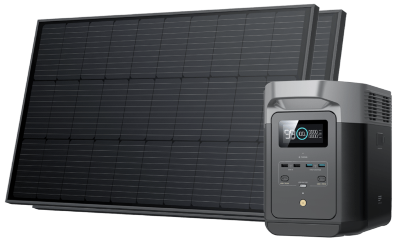 EcoFlow DELTA 2 Kit Solar Portátil 1800W Potencia + Panel Solar Rigido 100W Kit x 2 Unidades