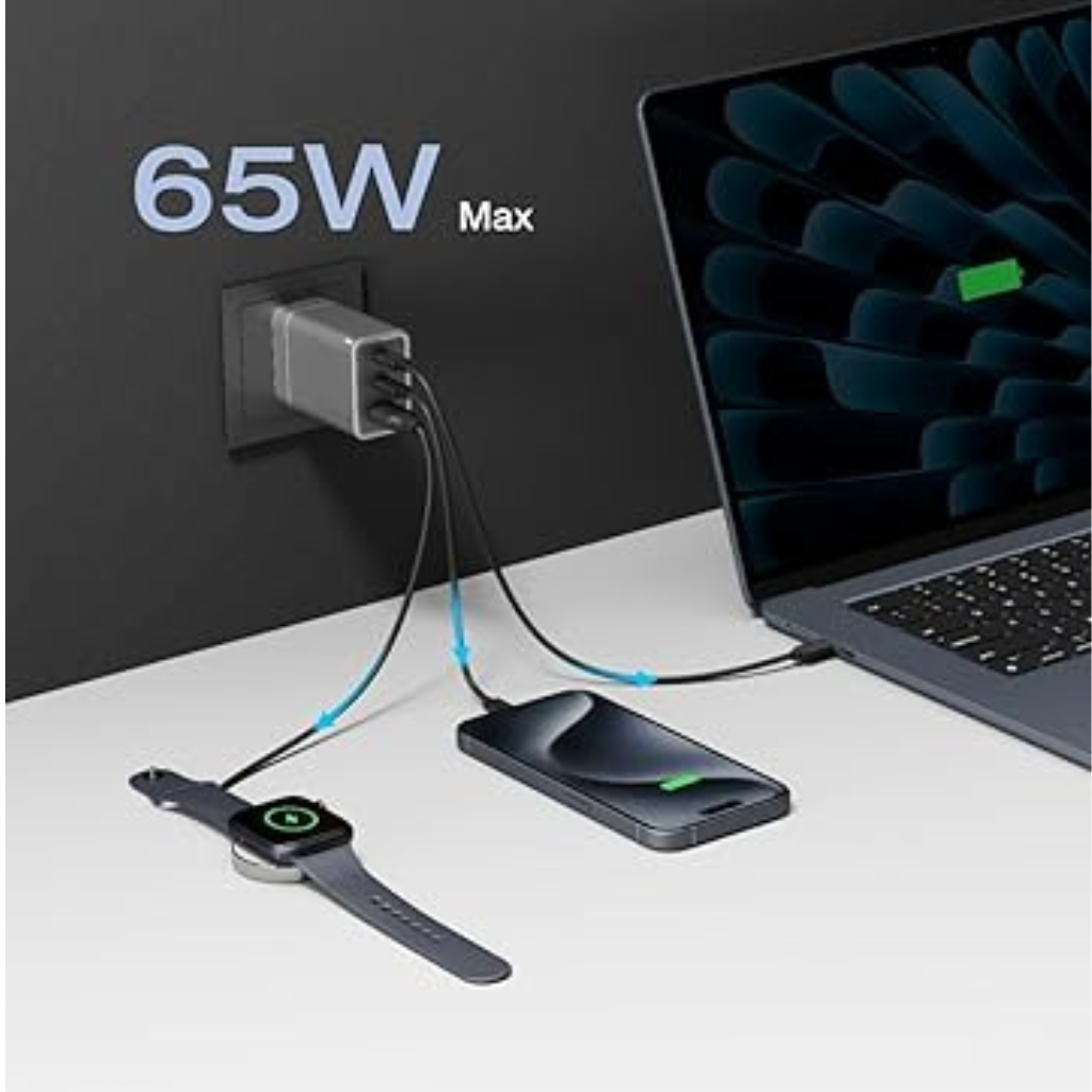 Cargador GaN EcoFlow Carga Rapida 65 W USB-C / USB-A