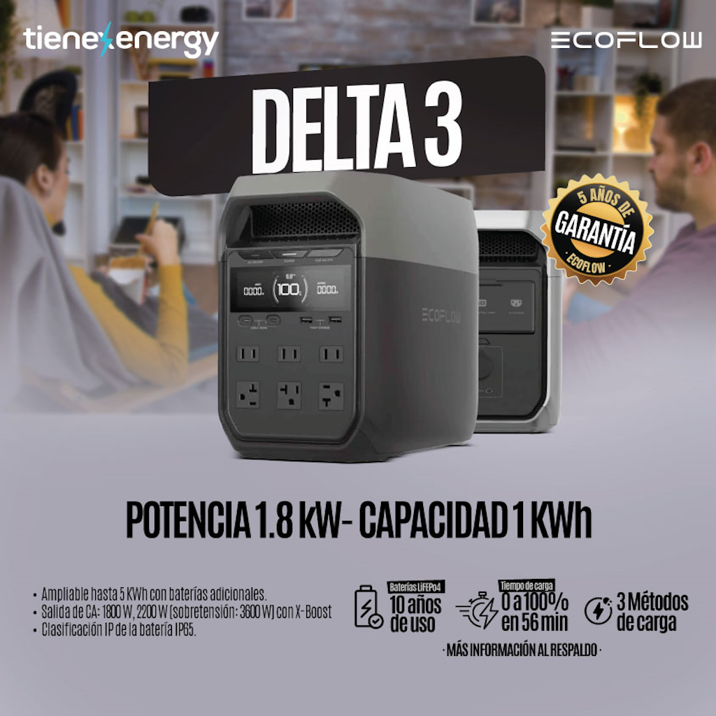 Estación de Energía Portátil Ecoflow DELTA 3 1800W Potencia - 1024Wh Capacidad