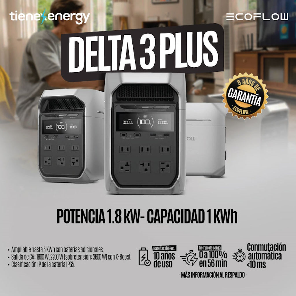 Estación de Energia Portatil Ecoflow DELTA 3 PLUS 1800W Potencia 1024Wh Capacidad