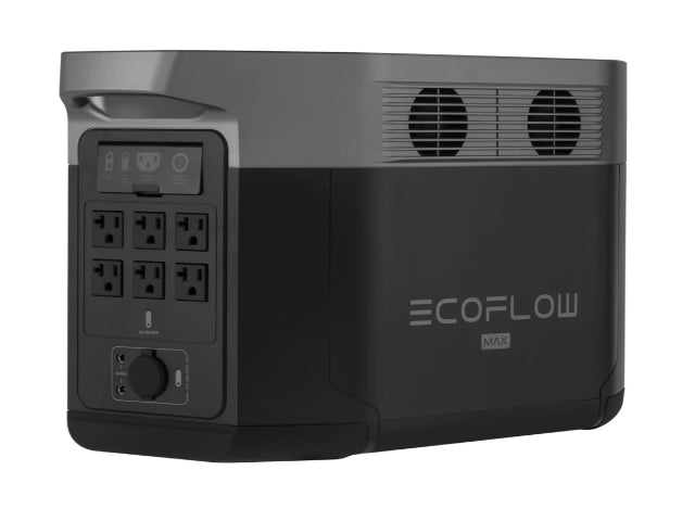 Generador Solar Portátil Ecoflow Delta Max 2016 Wh vista trasera y lateral izquierdo